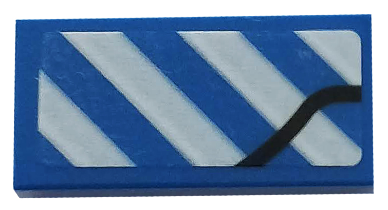 Tile 1 x 2 with Black Line and White Danger Stripes Pattern Model Right Side (Sticker) - Set 76125