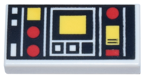 Tile 1 x 2 with Red and Yellow Controls and Two White Squares on Left Pattern