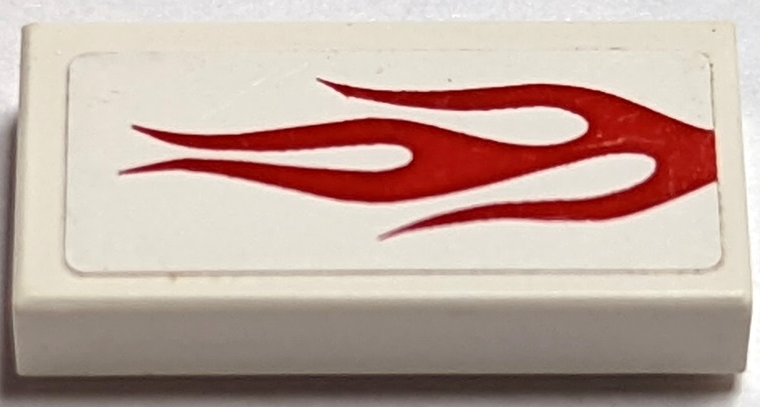 Tile 1 x 2 with Red Flames on White Background Pattern Model Left Side (Sticker) - Set 8182