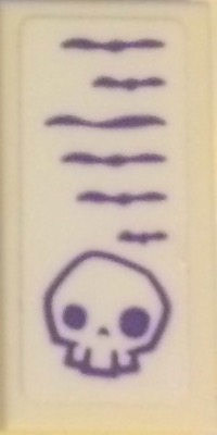 Tile 1 x 2 with Dark Purple Skull and Lines Pattern (Sticker) - Set 41335