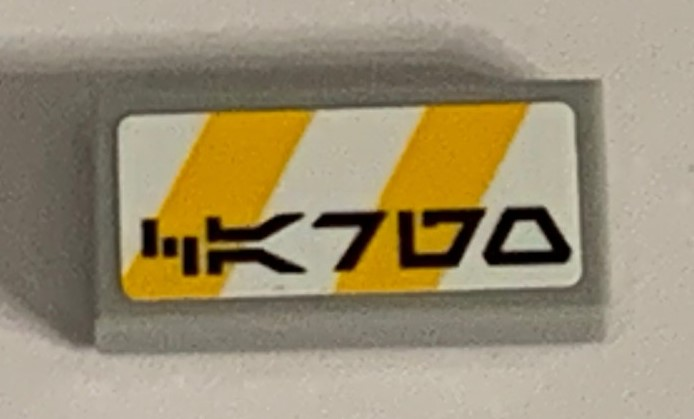 Tile 1 x 2 with Bright Light Orange and White Danger Stripes and Aurebesh Characters 'CARGO' Pattern (Sticker) - Set 75212