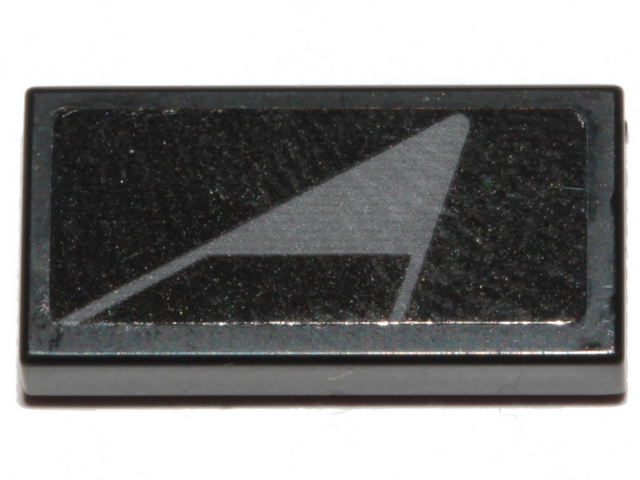 Tile 1 x 2 with Black Stripe on Dark Bluish Gray Triangle Pattern Model Left Side (Sticker) - Set 75274