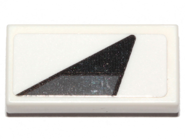 Tile 1 x 2 with Black and Dark Bluish Gray Triangle Pattern Model Left Side (Sticker) - Set 75276