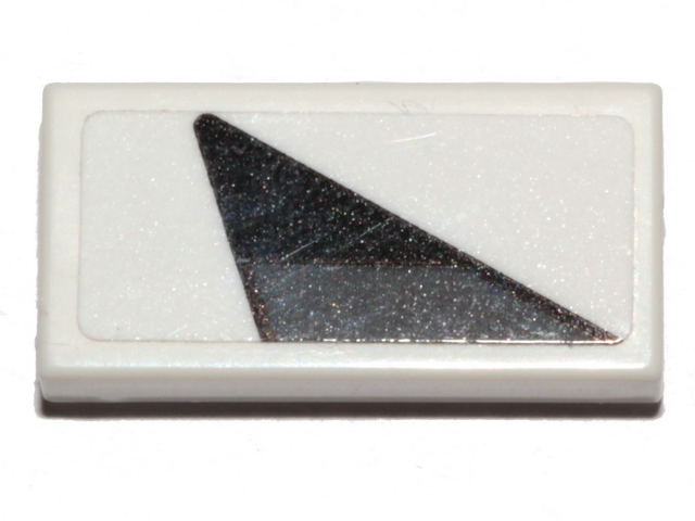 Tile 1 x 2 with Black and Dark Bluish Gray Triangle Pattern Model Right Side (Sticker) - Set 75276