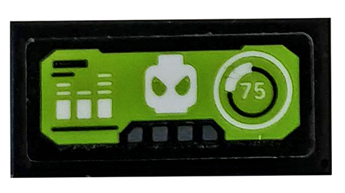 Tile 1 x 2 with Lime Control Panel, '75' and Spider-Man Head Pattern (Sticker) - Set 76059