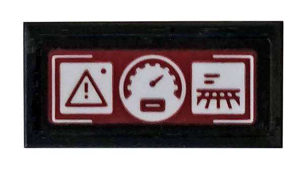 Tile 1 x 2 with Dark Red Control Panel with Speedometer, Triangle and Radar Pattern (Sticker) - Set 76078