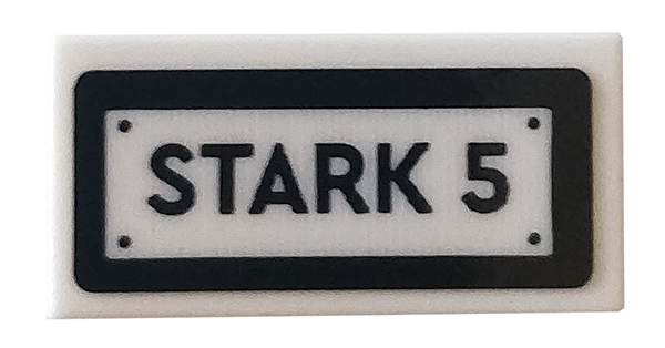 Tile 1 x 2 with 'STARK 5' Pattern (Sticker) - Set 76167