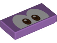 Tile 1 x 2 with Dark Brown and Reddish Brown Eyes on White Background Pattern (Super Mario Urchin)