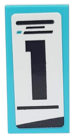 Tile 1 x 2 with Black Lines and Number 1 on White Background Pattern Model Left Side (Sticker) - Set 76898