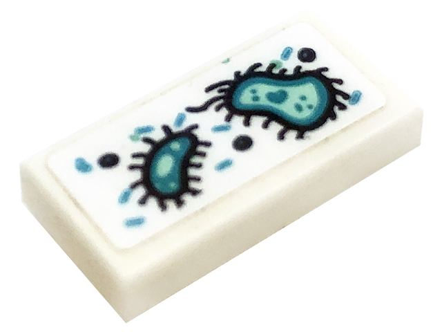 Tile 1 x 2 with Germs Bacteria Pattern (Sticker) - Set 41318