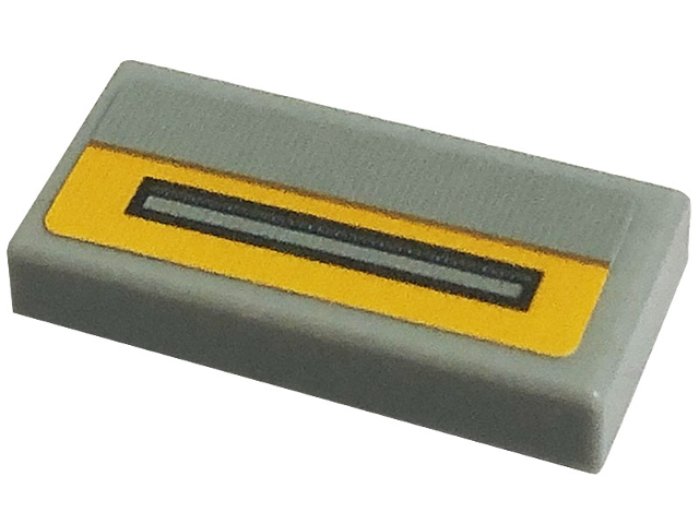 Tile 1 x 2 with Yellow and Light Bluish Gray Stripe Pattern (Sticker) - Set 75290