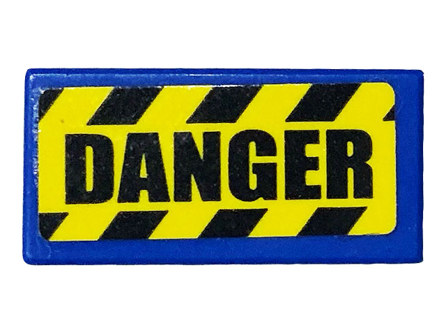 Tile 1 x 2 with Black and Yellow Danger Stripes and 'DANGER' Pattern (Sticker) - Set 75932