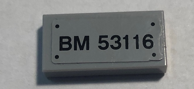 Tile 1 x 2 with 'BM 53116' Pattern (Sticker) - Set 79116