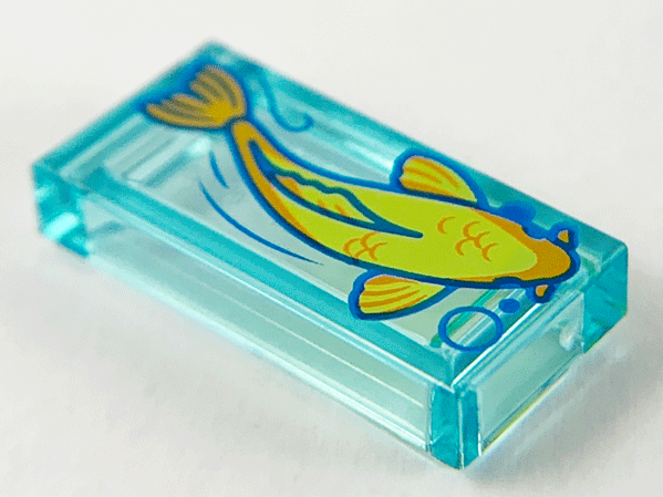 Tile 1 x 2 with Bright Light Orange Koi Fish Facing Left Pattern