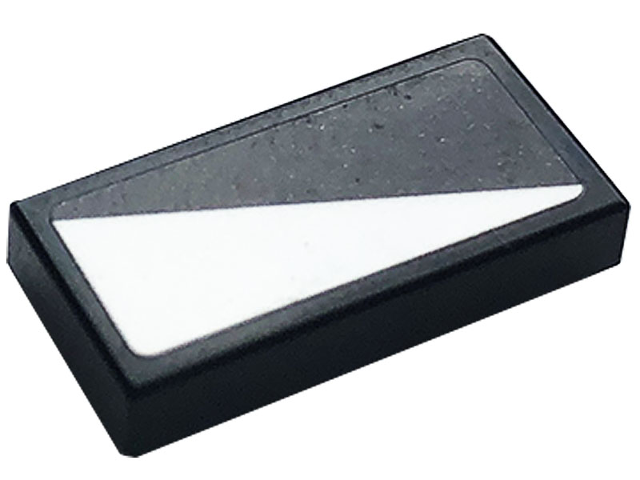 Tile 1 x 2 with White Triangle Pattern Model Left Side (Sticker) - Set 76897