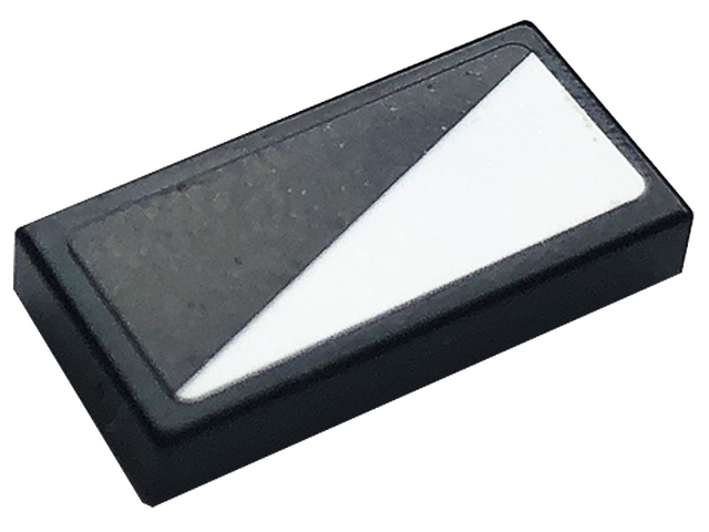 Tile 1 x 2 with White Triangle Pattern Model Right Side (Sticker) - Set 76897