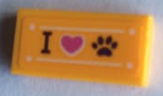 Tile 1 x 2 with Letter I, Heart, and Paw Pattern (Sticker) - Set 41345