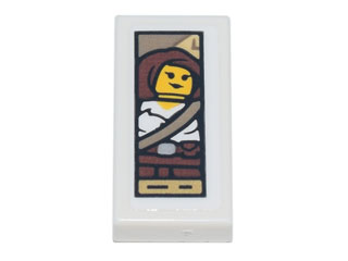 Tile 1 x 2 with Portrait of Female Minifigure with White Shirt, Strap and Belt Pattern (Sticker) - Set 71741