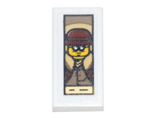 Tile 1 x 2 with Portrait of Male Minifigure with Bowler Hat and Glasses Pattern (Sticker) - Set 71741