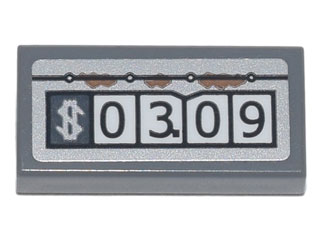 Tile 1 x 2 with '$03.09' Gas Pump Reading, Rivets and Rust Pattern (Sticker) - Set 70840