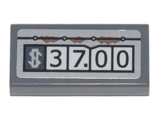 Tile 1 x 2 with '$37.00' Gas Pump Reading, Rivets and Rust Pattern (Sticker) - Set 70840