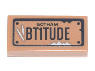 Tile 1 x 2 with 'GOTHAM BT1TUDE' License Plate, Silver Scratches Pattern (Sticker) - Set 70840