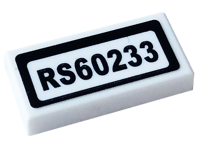 Tile 1 x 2 with 'RS60233' Pattern (Sticker) - Set 60233