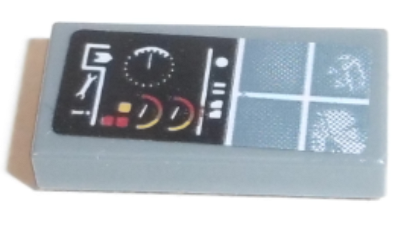 Tile 1 x 2 with Control Panel with Gauges and White Cross Pattern (Sticker) - Set 42100