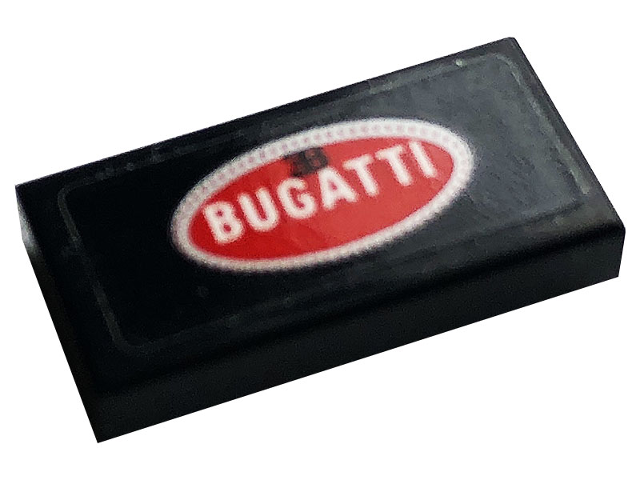 Tile 1 x 2 with Red Logo Bugatti Pattern (Sticker) - Set 42083