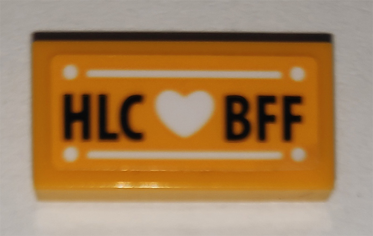 Tile 1 x 2 with 'HLC Heart BFF' Pattern (Sticker) - Set 41340