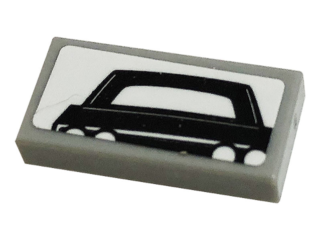 Tile 1 x 2 with Black Car on White Background Pattern (Sticker) - Set 10265