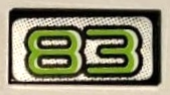 Tile 1 x 2 with Lime Number 83 on Silver Background Pattern (Sticker) - Set 8307