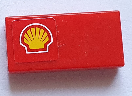 Tile 1 x 2 with Shell Logo Pattern Model Left Side (Sticker) - Sets 8153 / 8155