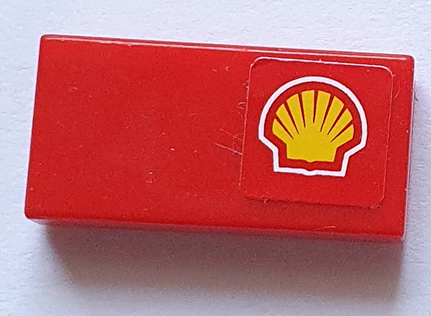 Tile 1 x 2 with Shell Logo Pattern Model Right Side (Sticker) - Sets 8153 / 8155