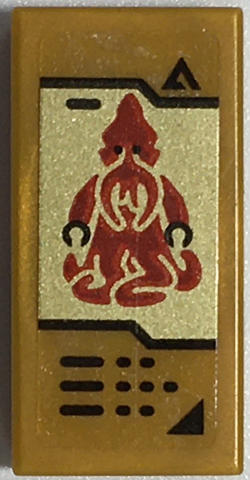 Tile 1 x 2 with Buttons and Red Atlantis Squid Warrior on Gold Background Pattern (Sticker) - Set 70657