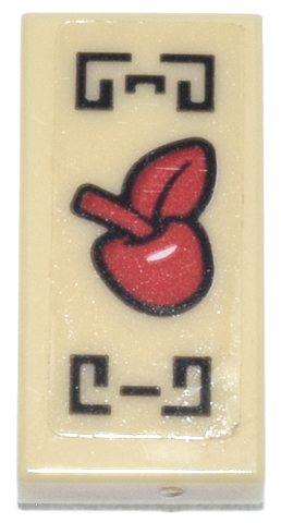 Tile 1 x 2 with Red Apple and Black Geometric Pattern (Sticker) - Set 70657