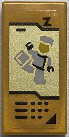 Tile 1 x 2 with Buttons with White Ninja Minifigure on Gold Background Pattern (Sticker) - Set 70657