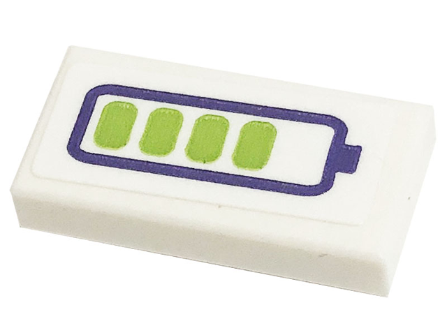 Tile 1 x 2 with Dark Purple and Lime Battery Charge Indicator Pattern (Sticker) - Set 41443