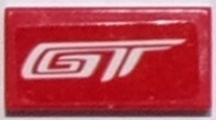Tile 1 x 2 with White 'GT' Pattern (Sticker) - Set 75881