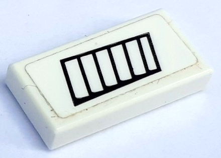 Tile 1 x 2 with Black Air Vent Grille Pattern Model Left Side (Sticker) - Set 75873