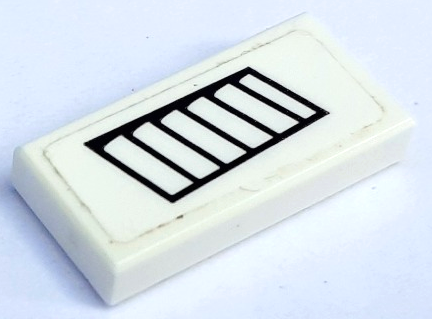 Tile 1 x 2 with Black Air Vent Grille Pattern Model Right Side (Sticker) - Set 75873