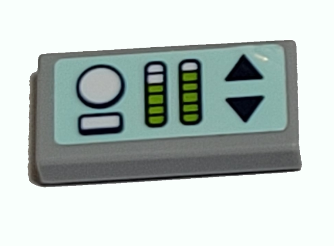 Tile 1 x 2 with Dark Blue Up and Down Buttons, Lime Gauges on Light Aqua Background Pattern (Sticker) - Set 41380