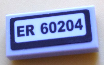 Tile 1 x 2 with 'ER 60204' Pattern (Sticker) - Set 60204
