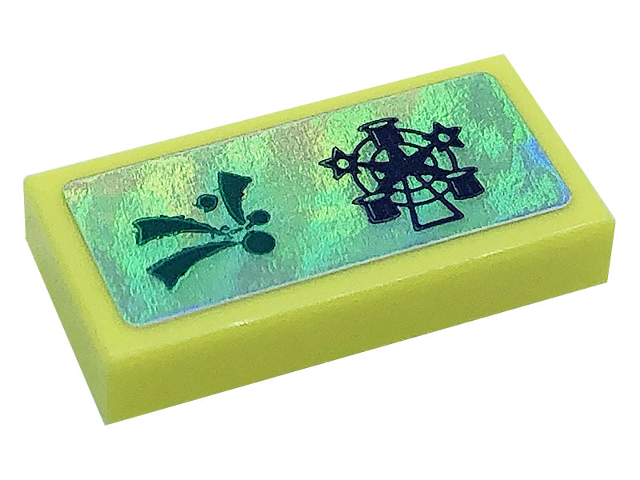 Tile 1 x 2 with Dark Purple Ferris Wheel on Silver Background Pattern (Sticker) - Set 41685