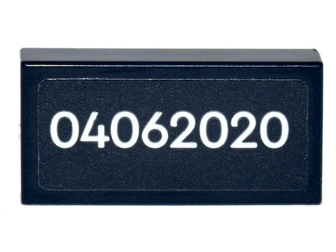 Tile 1 x 2 with White '04062020' Pattern (Sticker) - Set 21329