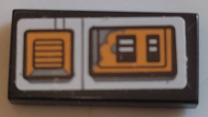 Tile 1 x 2 with Dark Orange Air Vents with Oil Stains on Light Bluish Gray Background Pattern (Sticker) - Set 75178