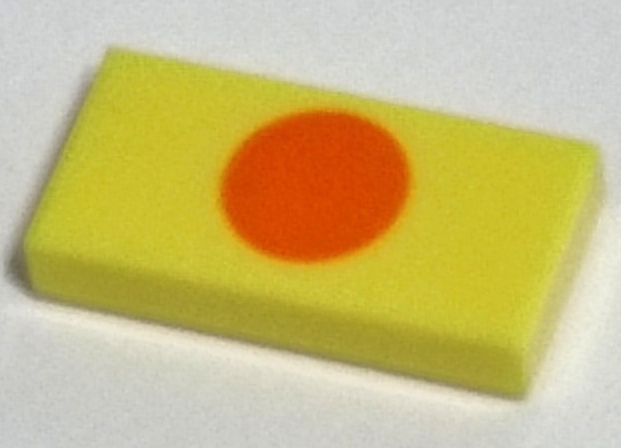 Tile 1 x 2 with Orange Circle Pattern