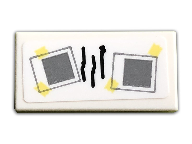 Tile 1 x 2 with Black Lines and Polaroid Photos with Tape Pattern (Sticker) - Set 10291
