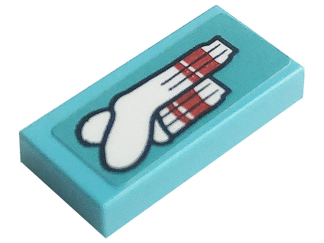 Tile 1 x 2 with Red and White Socks Pattern (Sticker) - Set 41256