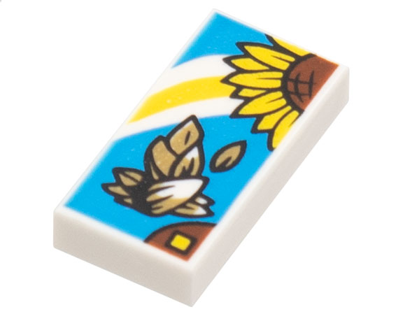 Tile 1 x 2 with Sunflower and Seeds on Dark Azure Background Pattern